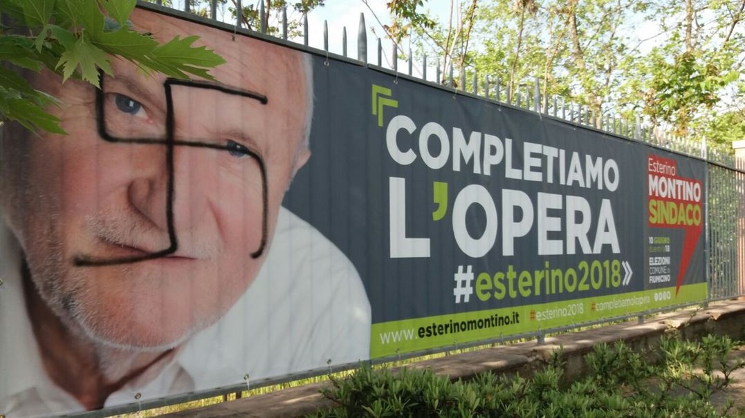Svastiche sui manifesti del sindaco di Fiumicino, Montino: “Vigliacchi”