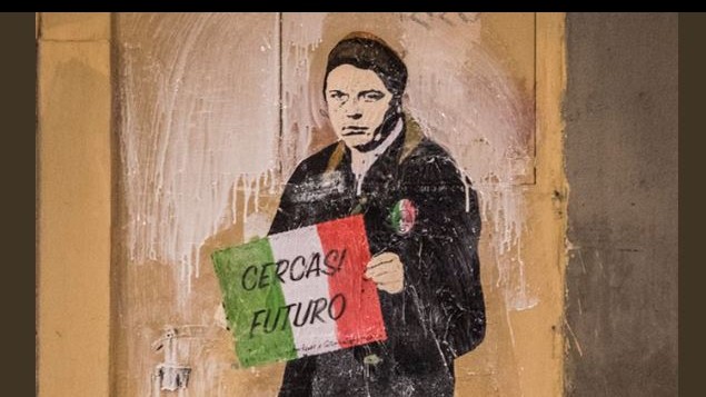 Dopo il bacio tra Salvini e Di Maio, Tvboy colpisce ancora: Renzi “cerca futuro”