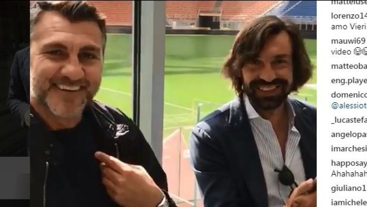 Bobo Vieri imita Pirlo, la replica del Maestro è esilarante VIDEO