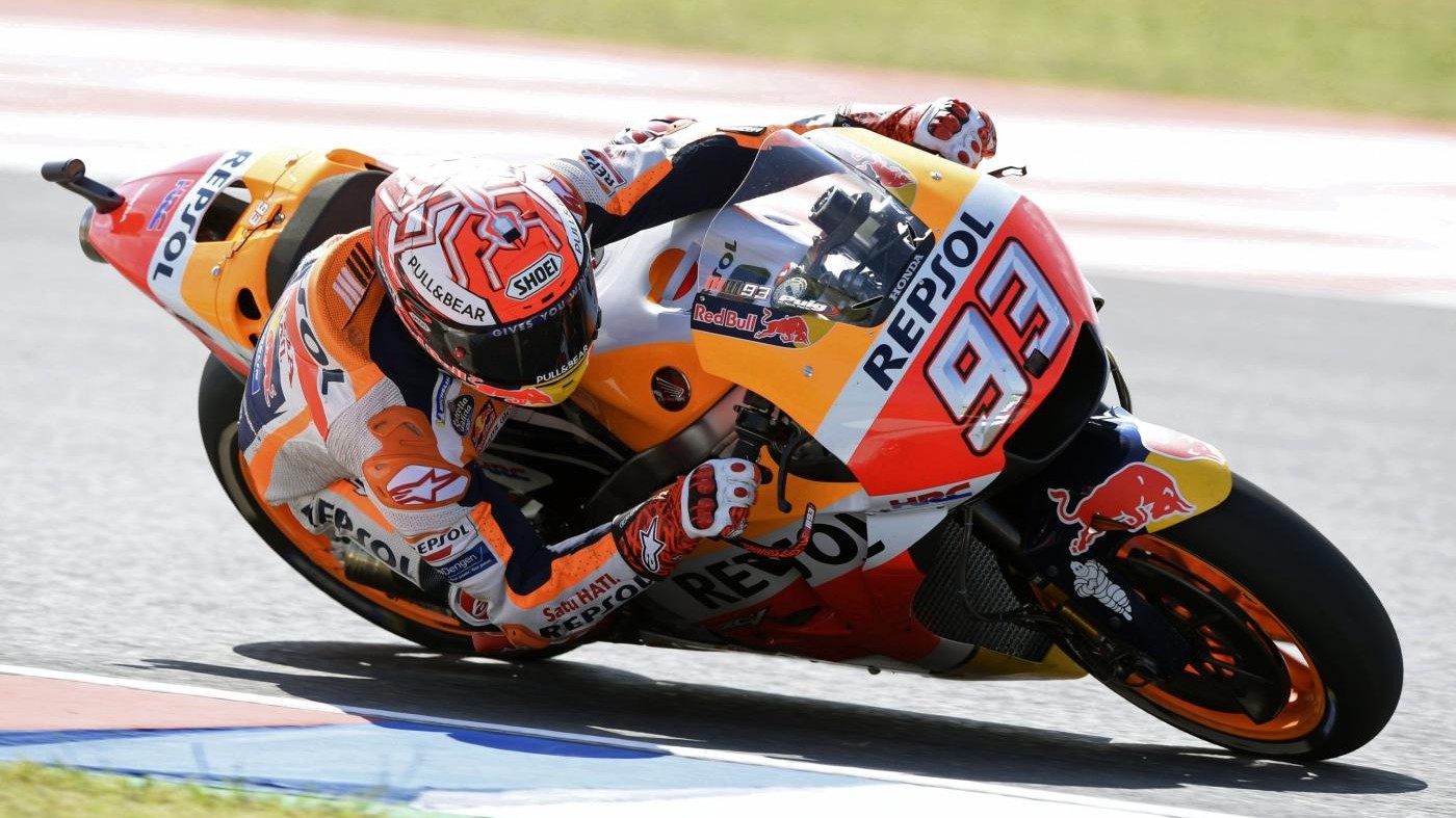 MotoGp, in Argentina è subito Marquez. Rossi 7°, Ducati indietro
