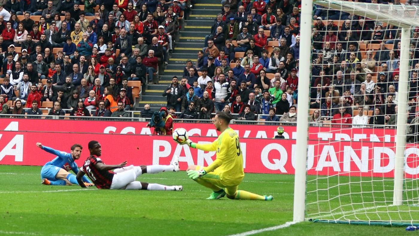 Donnarumma salva il Milan: il Napoli rallenta, solo 0-0 a San Siro