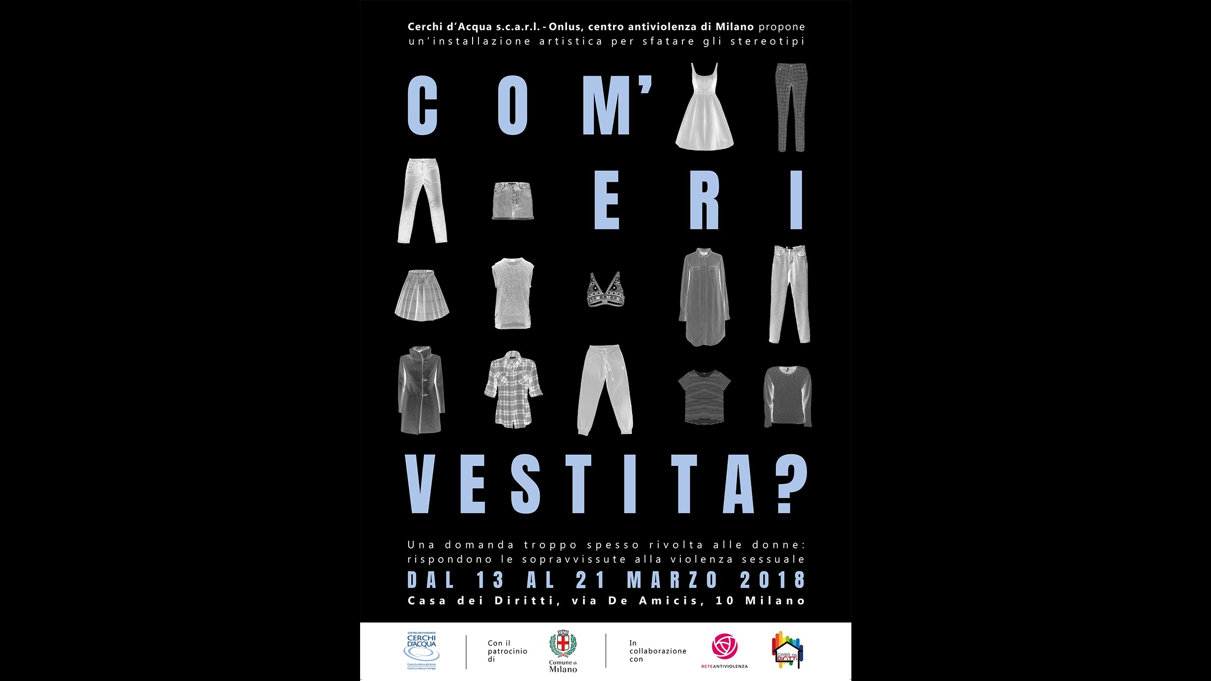 ‘Com’eri vestita?’: in mostra a Milano gli abiti delle vittime di violenza