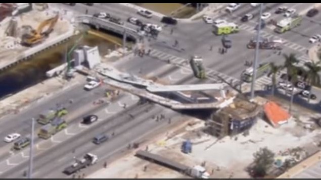 Usa, ponte pedonale crolla su autostrada a Miami: quattro vittime