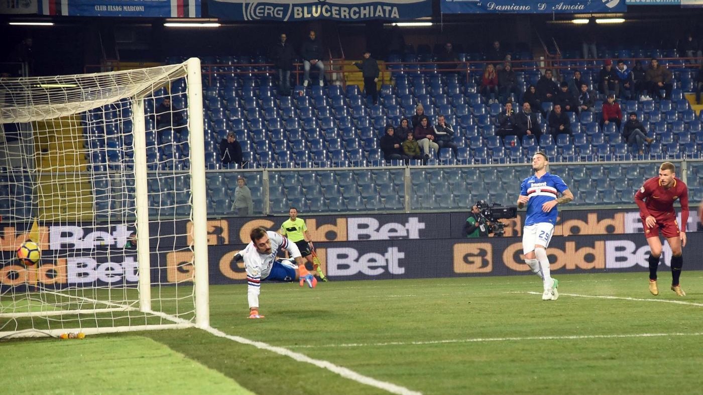 Quagliarella-Dzeko, pari (1-1) tra Sampdoria e Roma