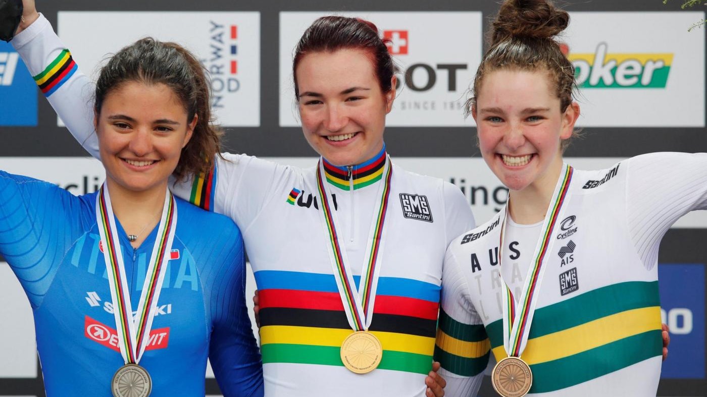 Mondiali ciclismo, crono junior donne: Pirrone oro, Vigilia argento