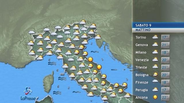 Meteo sabato 9 settembre