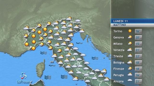 Previsioni meteo di lunedì 11 settembre
