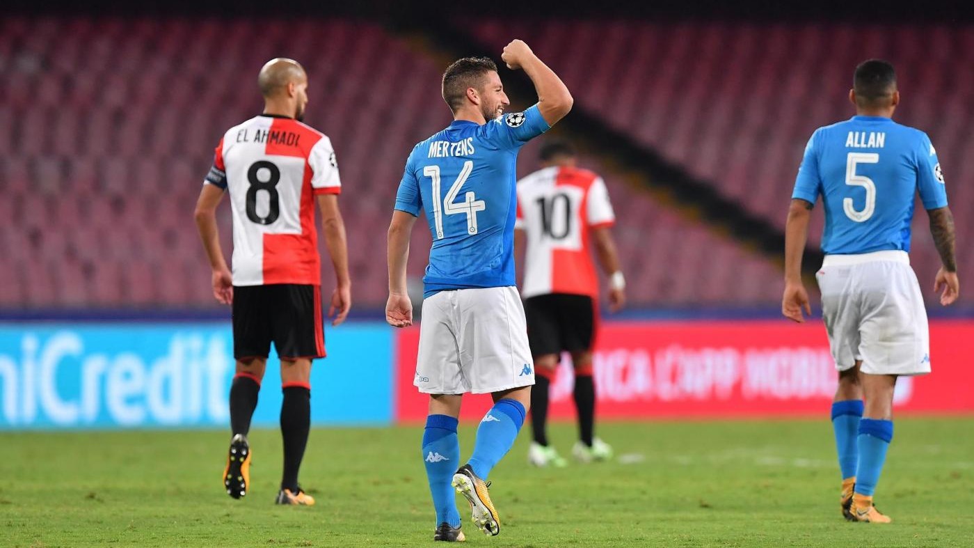 Champions League, il Napoli rialza la cresta: 3-1 al Feyenoord