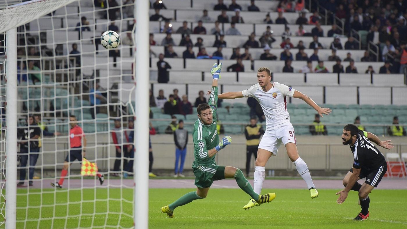 Champions, la Roma fatica ma supera il Qarabag 2-1