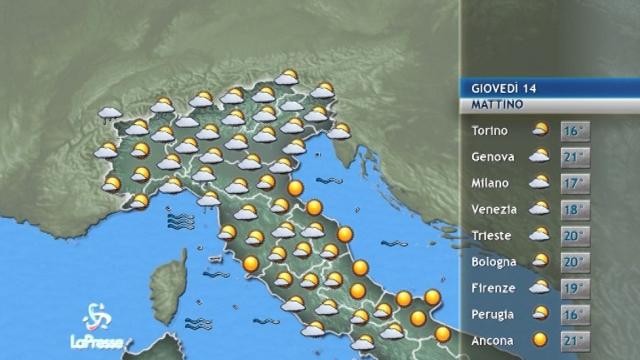 Meteo giovedì 14 settembre