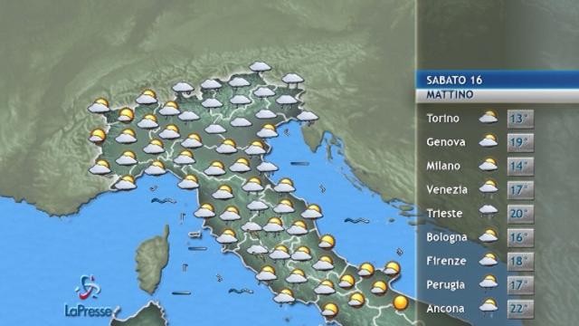 Previsioni meteo di sabato 16 settembre