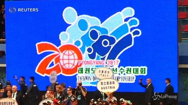 A Pyongyang la cerimonia di apertura dei campionati mondiali di Taekwondo