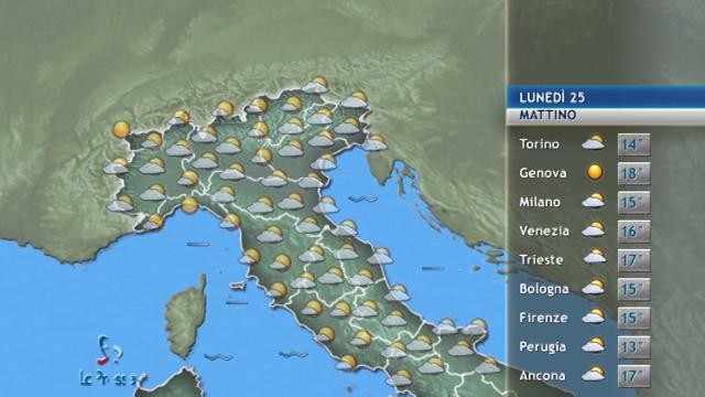 previsioni meteo del 25 settembre