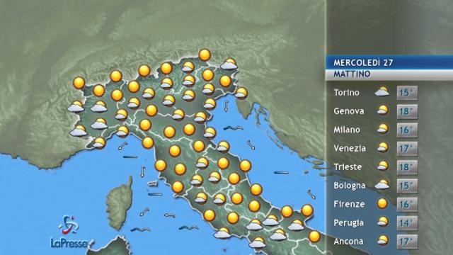 previsioni meteo del 27 settembre