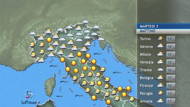 previsioni meteo di martedì 3 ottobre