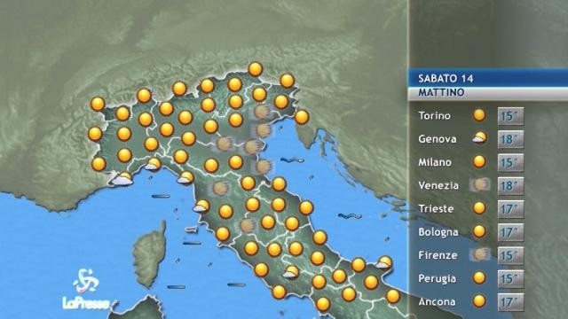 VIDEO meteo sabato 14 ottobre