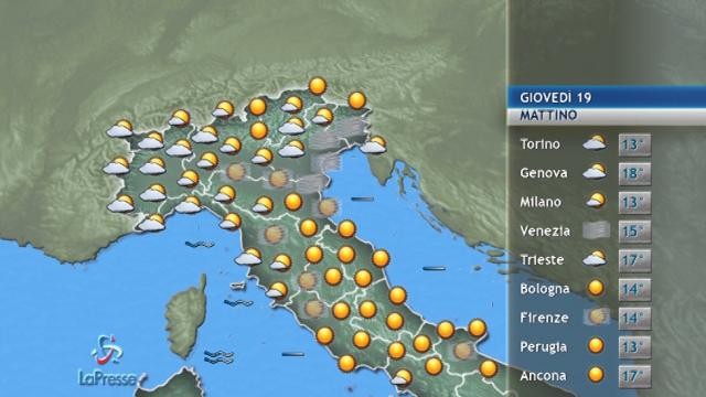 Previsioni meteo 19 ottobre