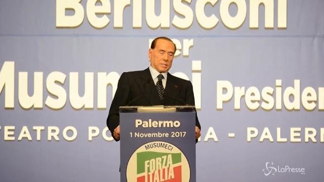 Berlusconi a Palermo rilancia l’alleanza con Salvini e Meloni