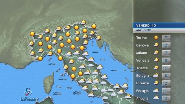Il meteo del 10 novembre