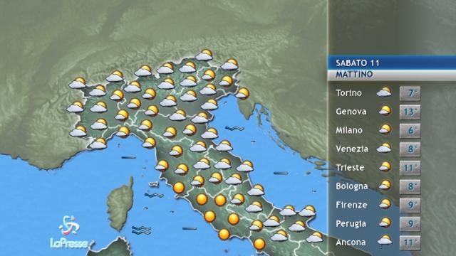 Il meteo dell’11 novembre