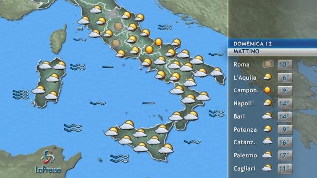 Il meteo del 12 dicembre