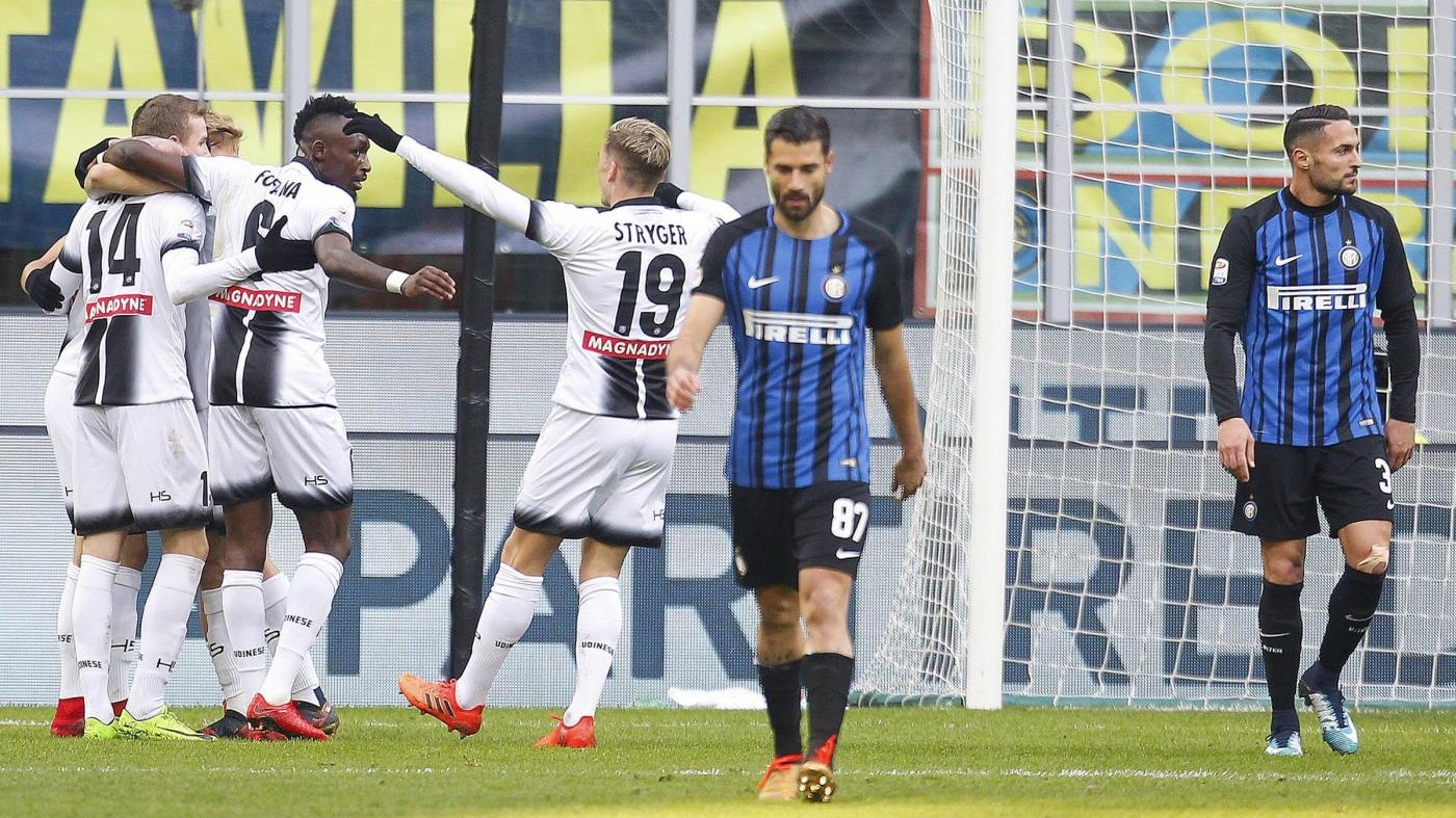 Serie A, l’Udinese espugna San Siro: primo ko per l’Inter, non basta Icardi