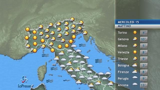 Meteo di mercoledì 15 novembre