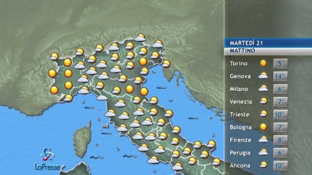 Il meteo del 21 novembre