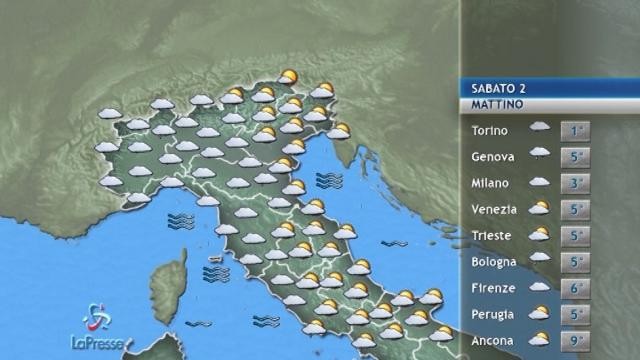 Il meteo di sabato 2 dicembre