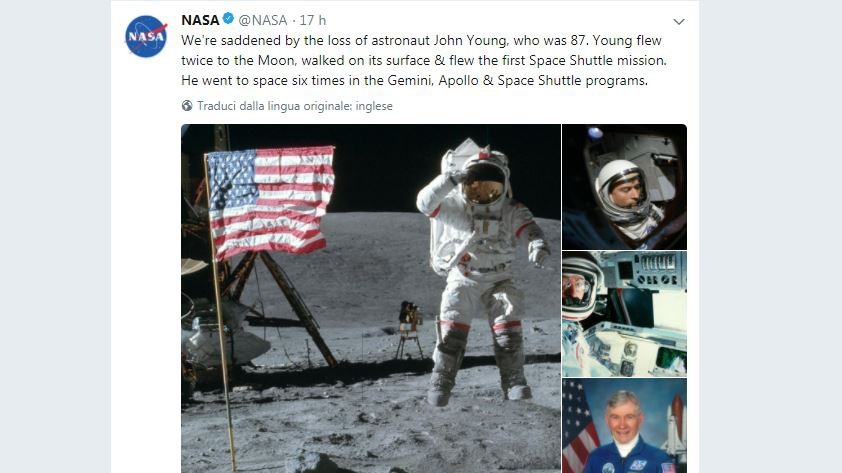 Morto l’astronauta John Young, pioniere delle missioni nello spazio