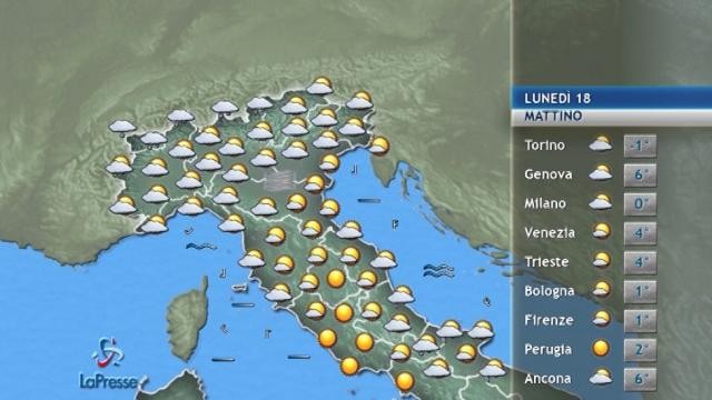 Il meteo del 18 dicembre