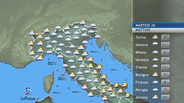Il meteo di martedì 26 dicembre