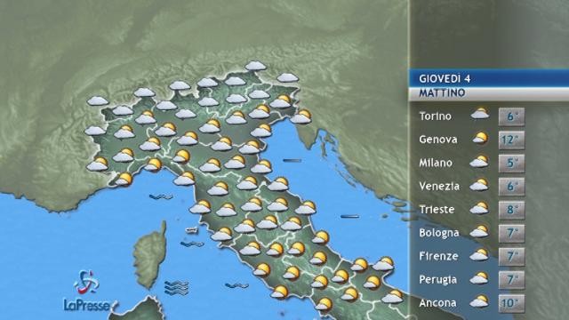 Il meteo del 4 gennaio