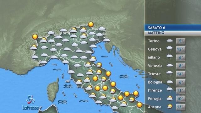 Il meteo del 6 gennaio
