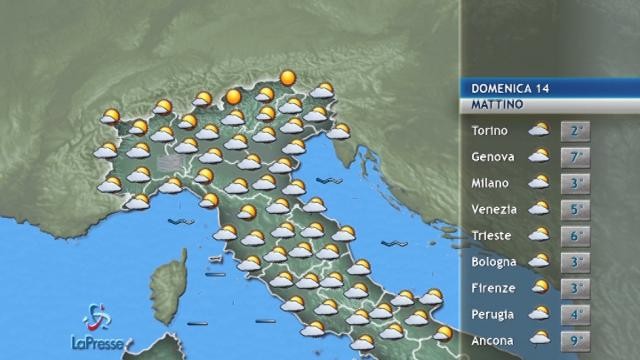 Il meteo di domenica 14 gennaio