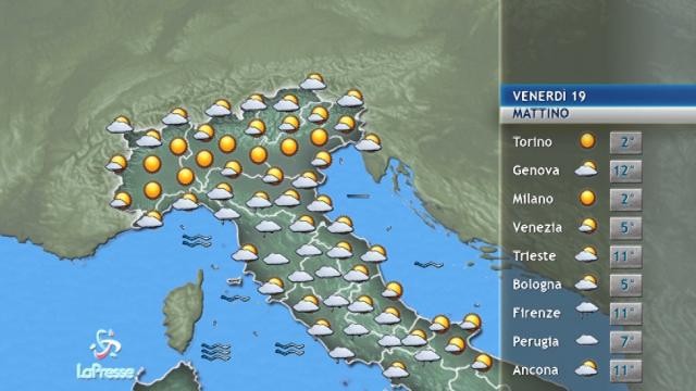Il meteo del 19 gennaio