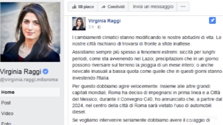 Roma, Raggi: “Stop ai motori Diesel dal 2024”
