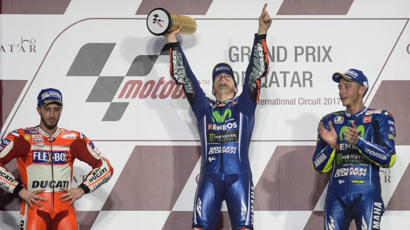 MotoGp, vince Vinales davanti a Dovizioso e Rossi