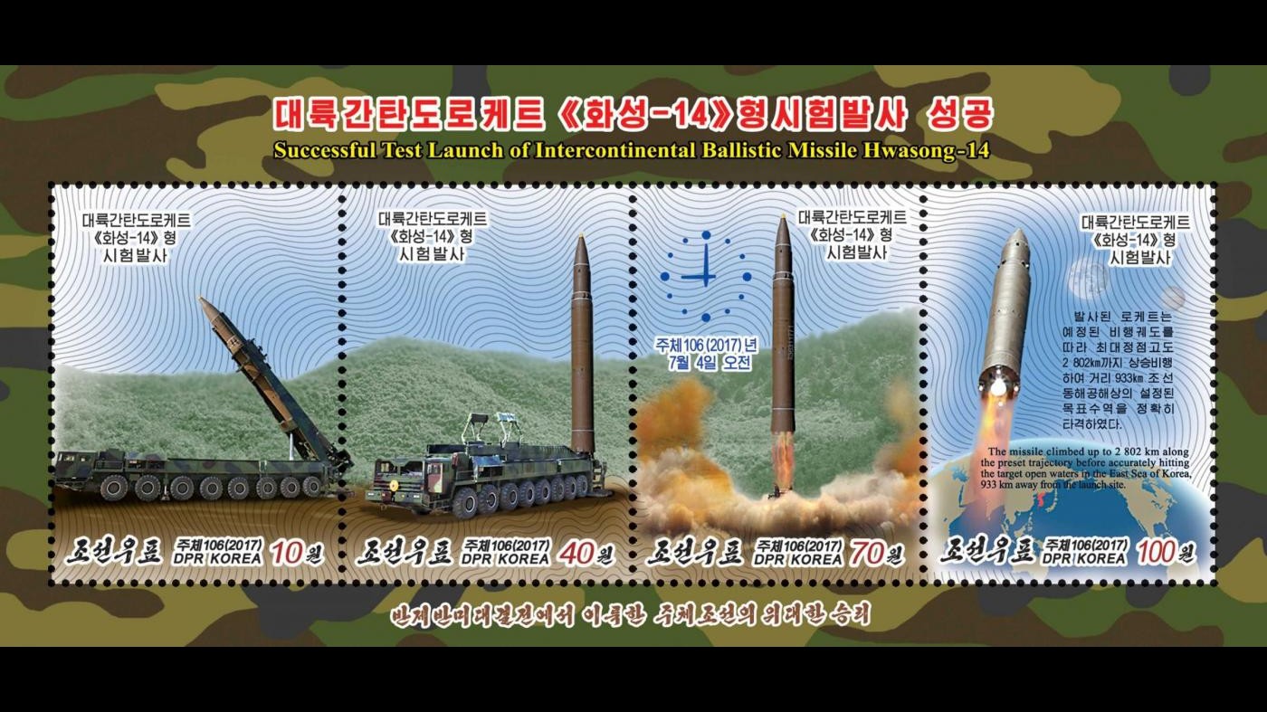 Test missilistico riuscito, orgoglio di Pyongyang: ecco francobollo celebrativo