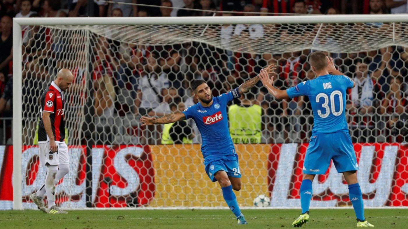 Napoli raggiunge Juve e Roma in Champions, Nizza annientato