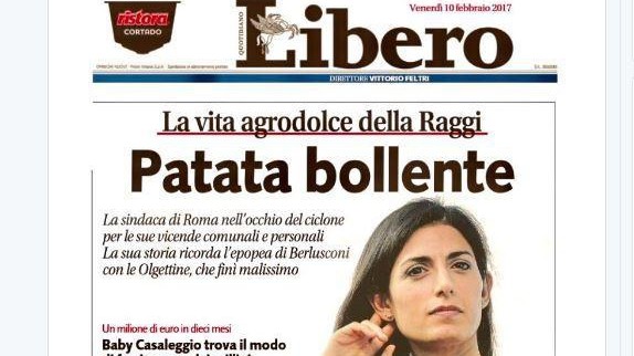 Raggi ‘patata bollente’: pioggia di critiche su ‘Libero’