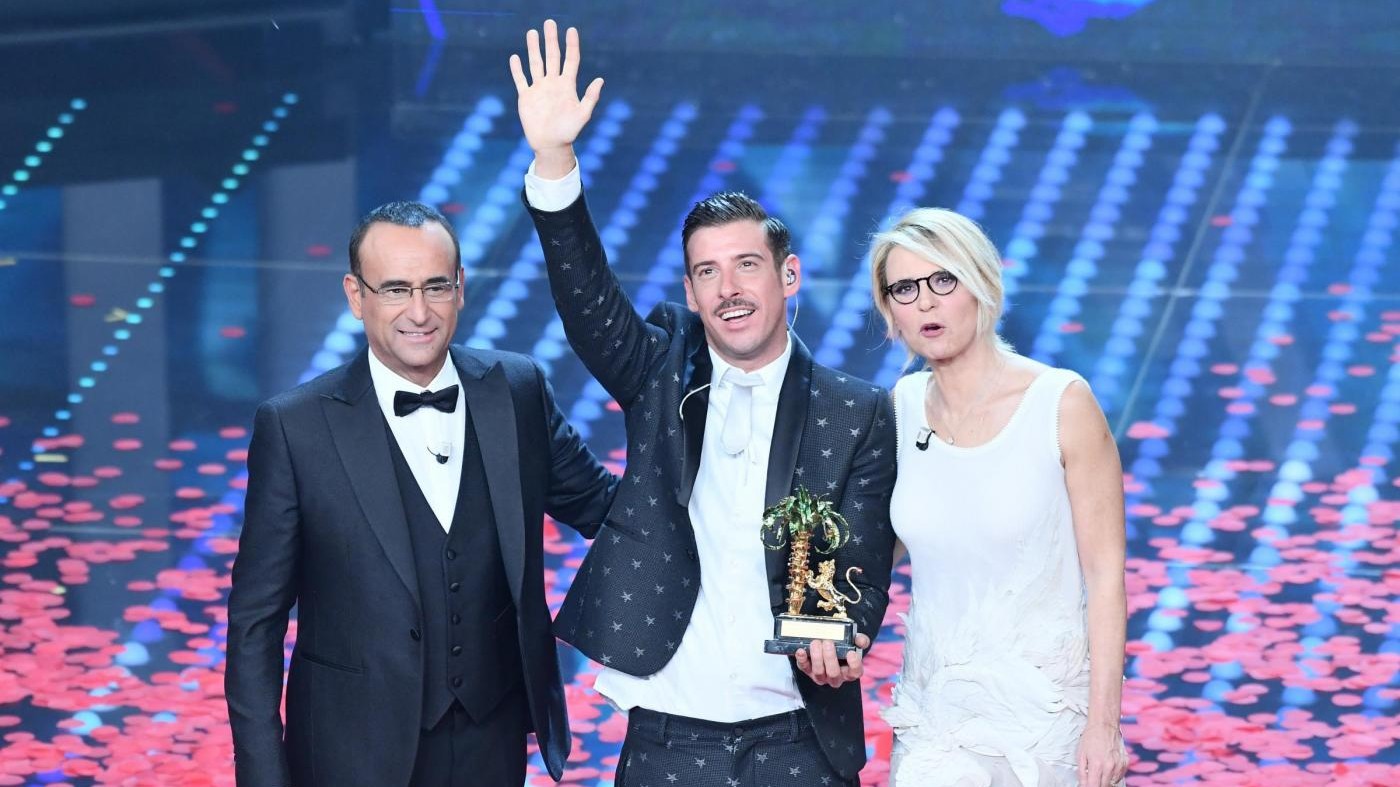 Sanremo, vince Gabbani: volano ascolti, share al 58,4%