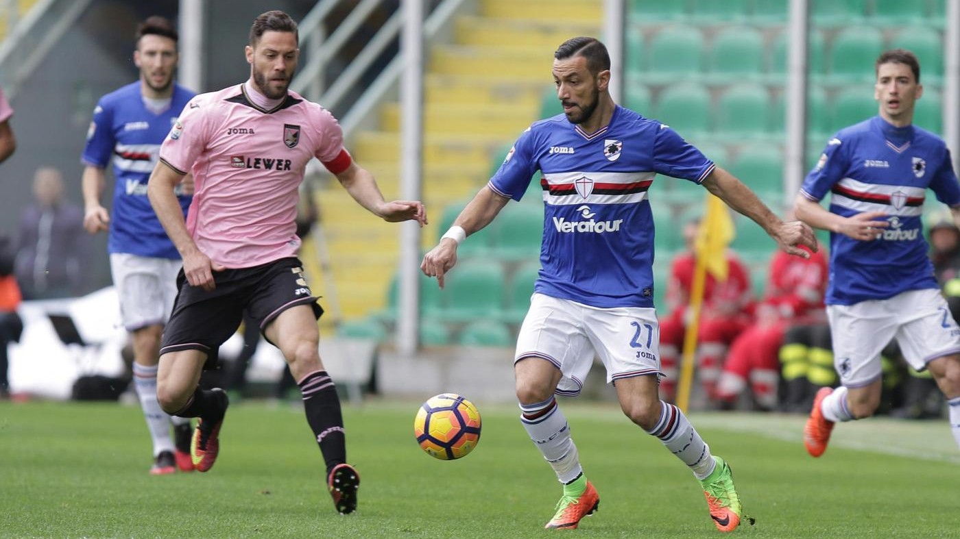 Il Palermo sfiora il colpaccio, Quagliarella salva la Samp al 90′