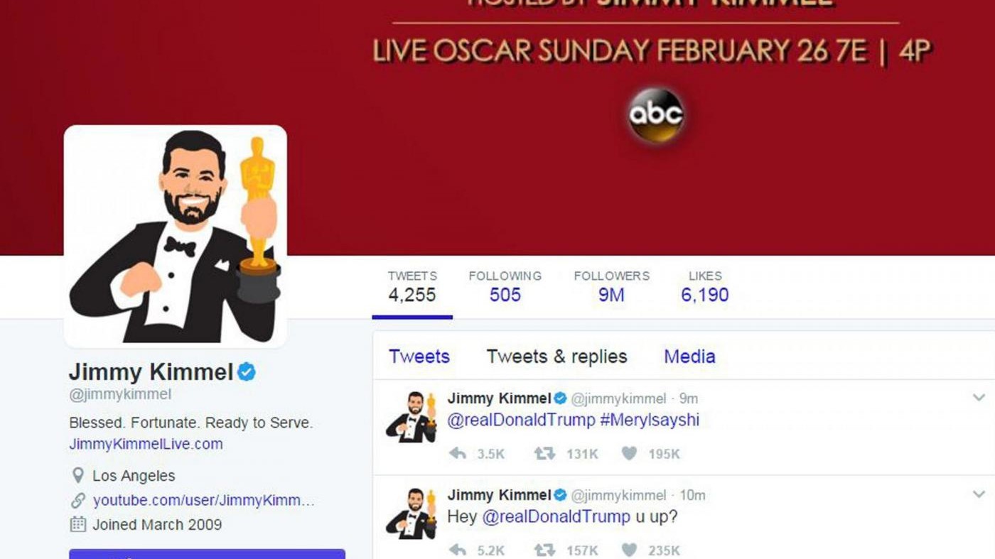 Oscar, Jimmy Kimmel e il tweet a Donald Trump: Sei sveglio?