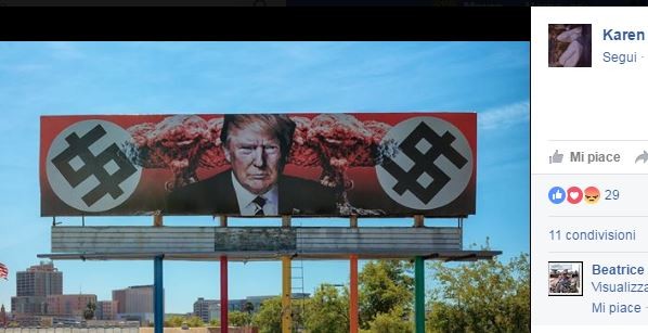 Trump tra due svastiche, l’artista del manifesto minacciata di morte