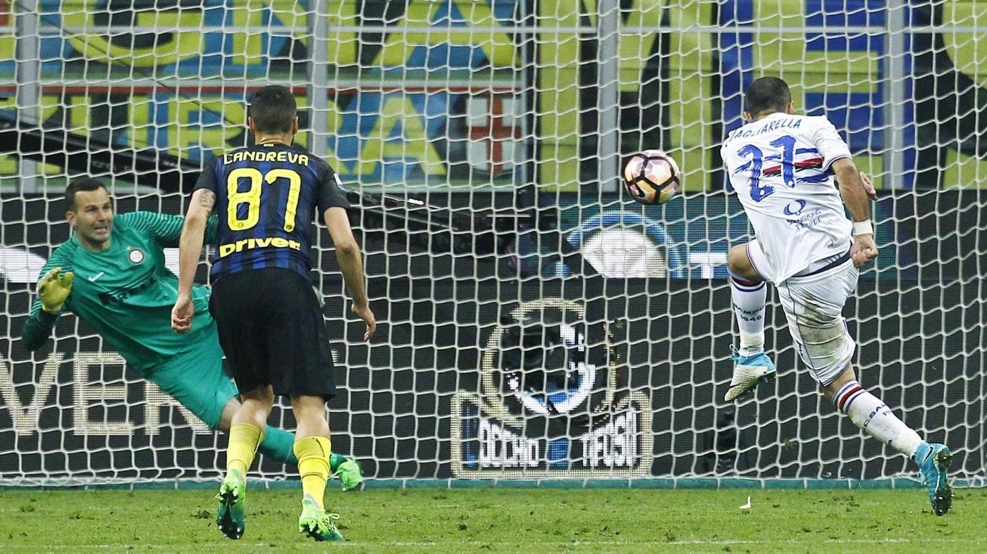 Shick e Quagliarella ribaltano l’Inter: 2-1 per la Samp
