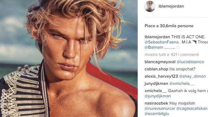 Il biondissimo Jordan Barrett eletto miglior modello del 2016