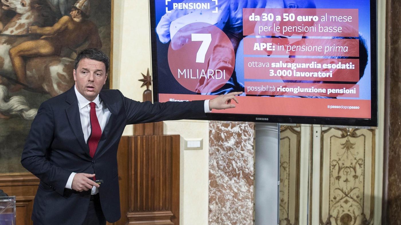 Manovra, Renzi: Da 30 a 50 euro per pensioni più basse