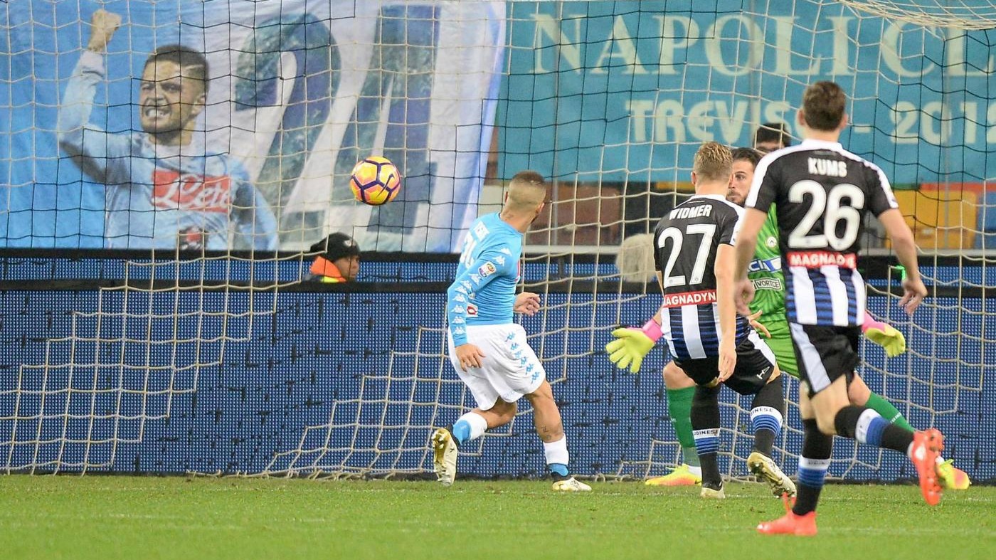 Azzurri festeggiano grazie ad Insigne: Udinese-Napoli 1-2