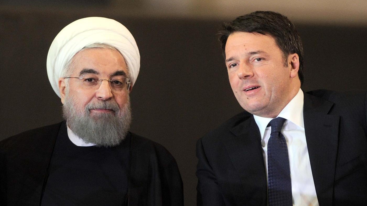 Matteo Renzi riceve il presidente iraniano Hassan Rohani in Campidoglio